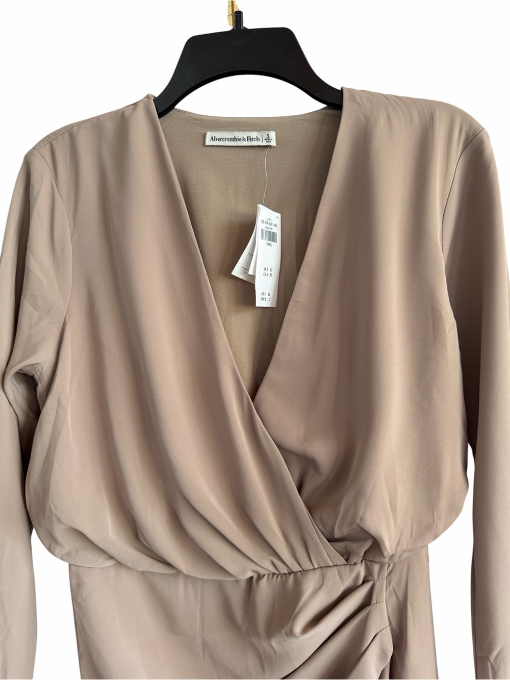 Abercrombie & Fitch Taupe Long Sleeve Wrap-Style Dress - Picture 3 of 10